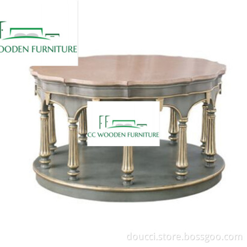 French style round wood coffee table